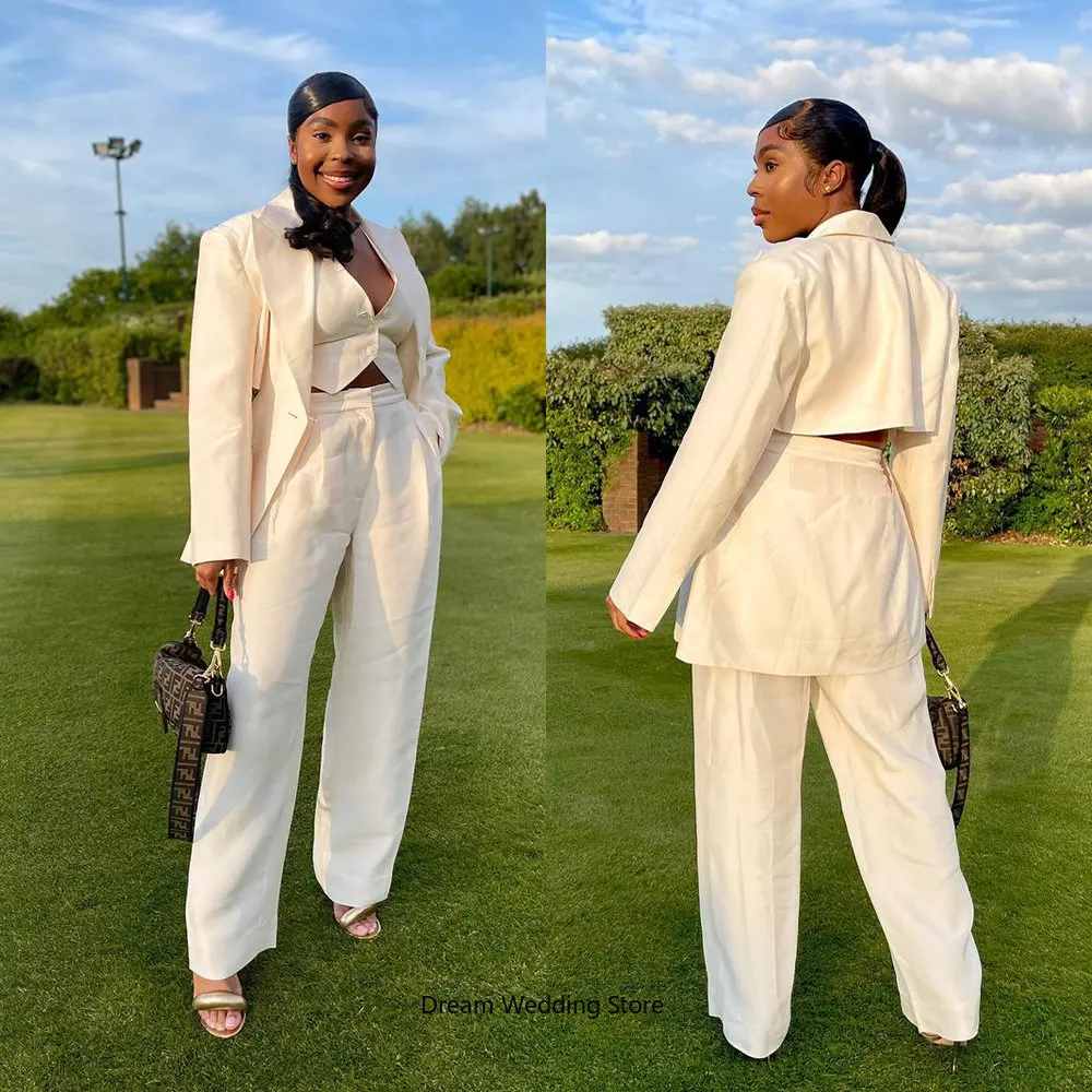 

Fashion Women Suits Office Set 3 Pieces Blazer+Vest+Pants Evening Party Tuxedos Formal Evening Party Prom Dress Custom Made