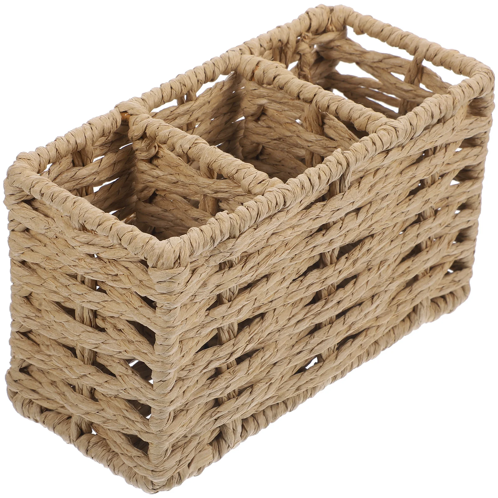 

Wicker Flatware Organizer Divider Storage Basket Kitchen Gear Multi-function Cutlery Bucket