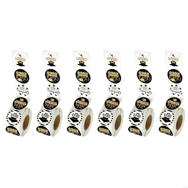 H8WB Pack Of 6 Round Graduations Sticker for Parties Adhesive Materials Clear Pattern Vibrant Color