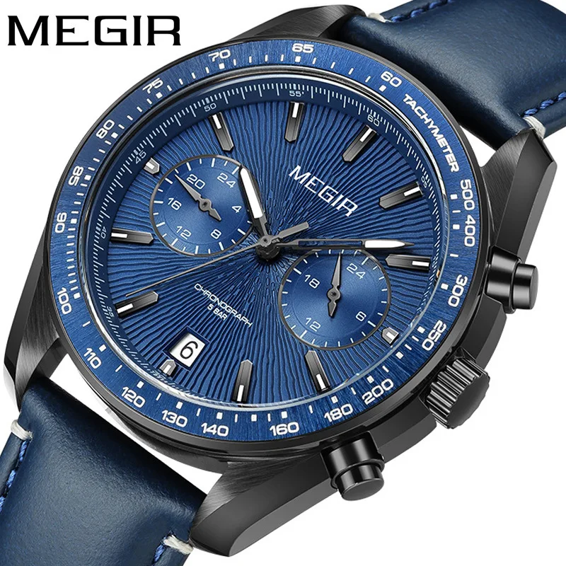 

Megir Men's Watch Features Multifunctional Stainless Steel Men's Watch Genuine Leather Business Watch 2023 New
