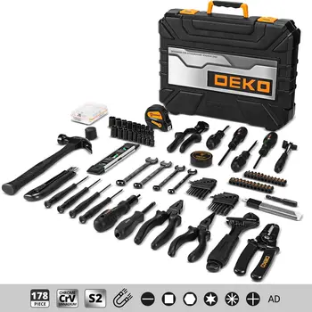 DEKO DKMT178 Household with Drill Wrench Socket Basic Hand Tools Sets for Men Car Repair Mechanic Tool Kit Set Automotive 3