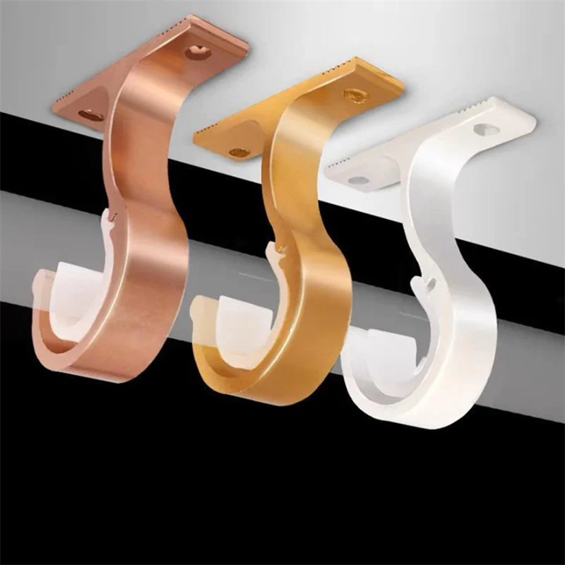 1PC Curtain Drapery Rod Holders Bracket DIY Rome Pole Curtain Brackets Aluminium Alloy Support Rack Home Decor