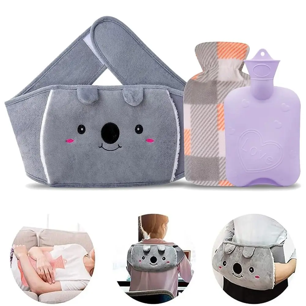 Soft Hot Water Bag Autumn Winter 1200ML Rubber Warm Water Bag Plush Warm Water Bag Pouch Neck Shoulder Back Hand Legs Waist