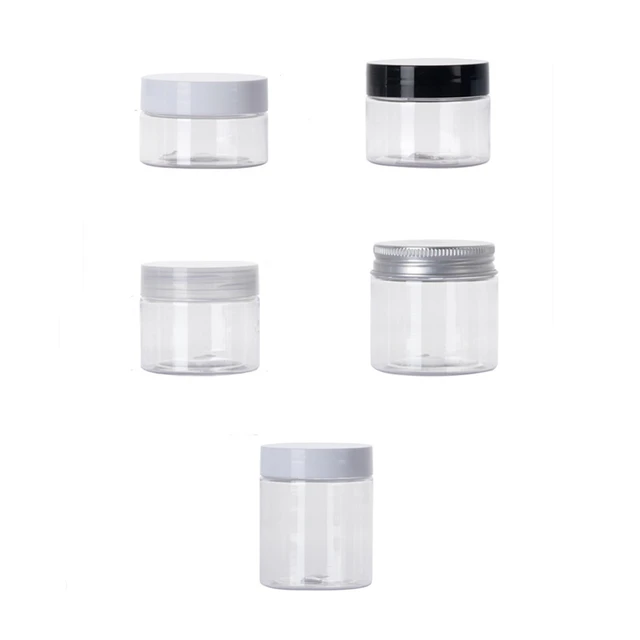 12 Pack Clear Plastic Jars Containers with Screw On Lids