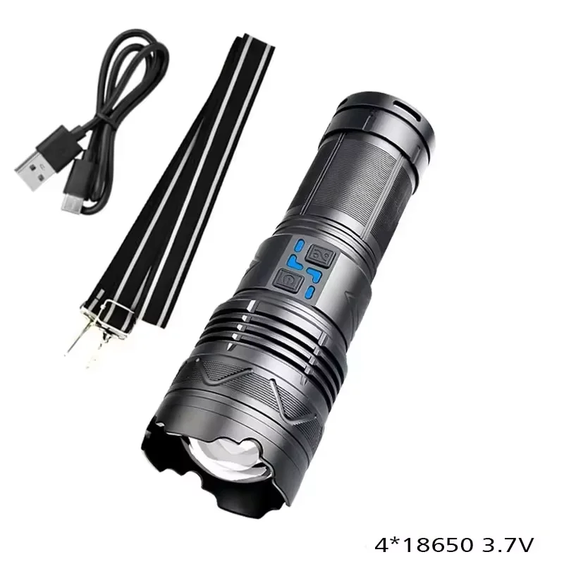 Ultra Bright Tactical Flashlight with Built-in Battery and Telescopic Zoom
