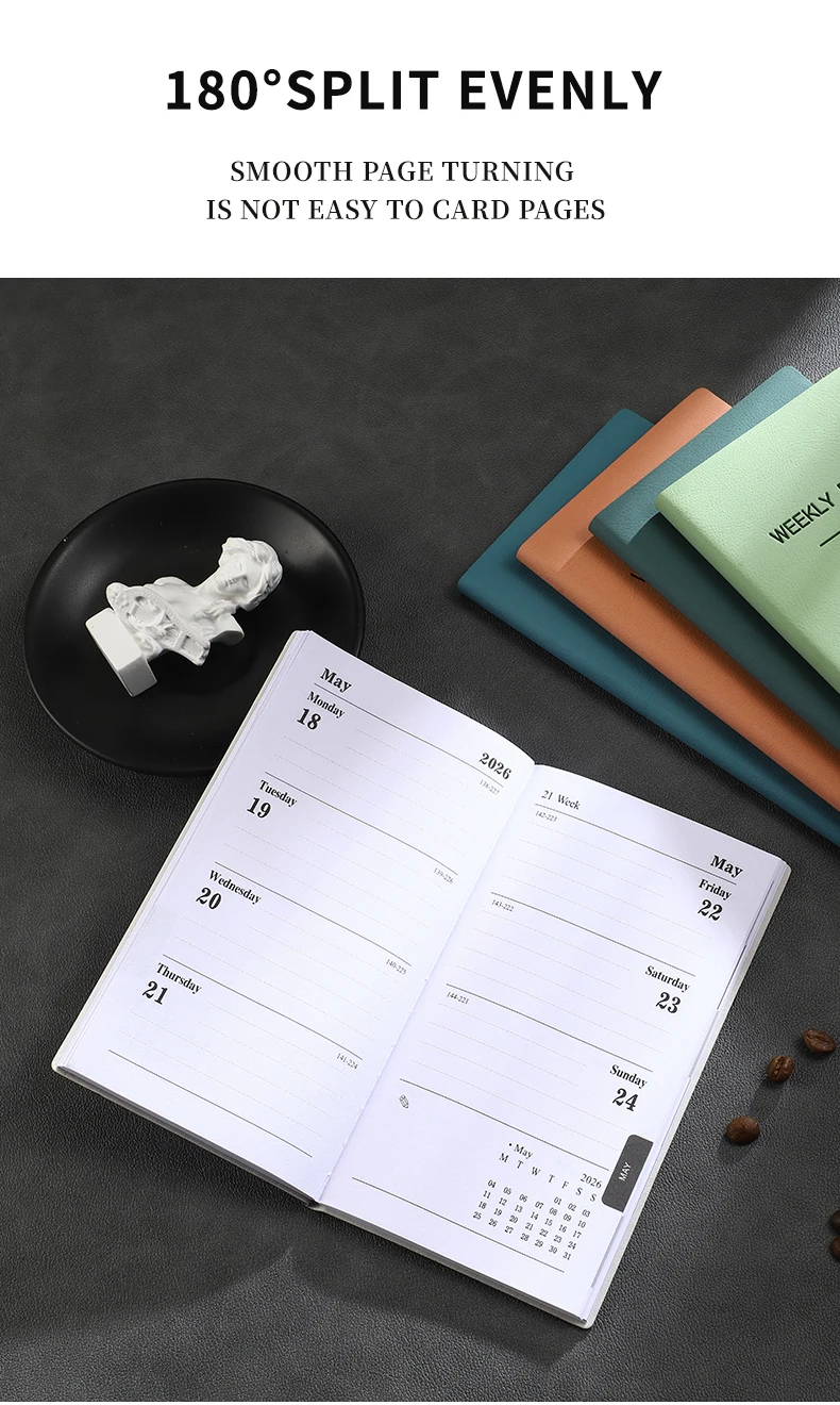 1 Stück Tagesplaner im A6-Format 2026, Morandi-Farblederkalender, 64 Blatt, 128 Seiten, dünnes Wochenkalenderbuch – Detail 4