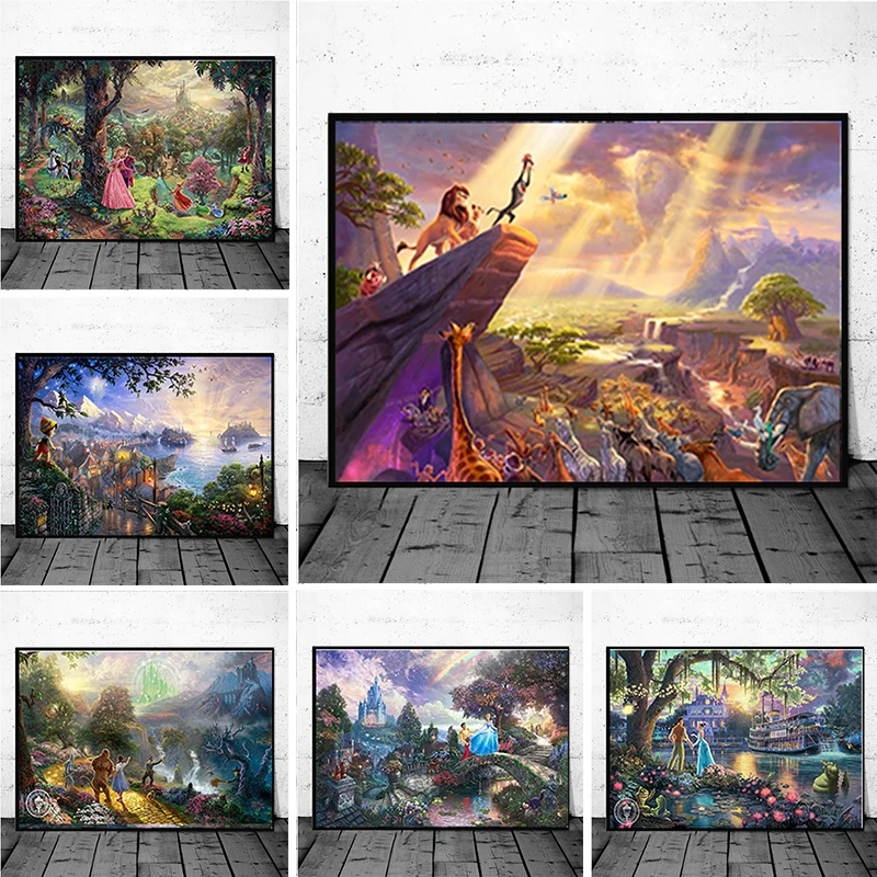 

Disney's Classic Animated Film Canvas Painting Lion King Snow White Posters and Prints Wall Art Pictures for Living Room Decor