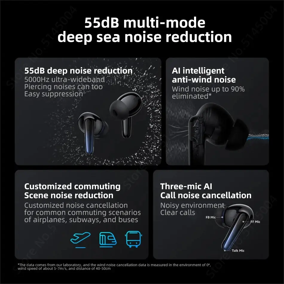 ViVO TWS 4 HiFi 55dB 능동형 소음 차단 진정한 무선 이어폰 LDAC TWS 이어폰 Bluetooth 5.4 AptX 무손실 LDAC IP54