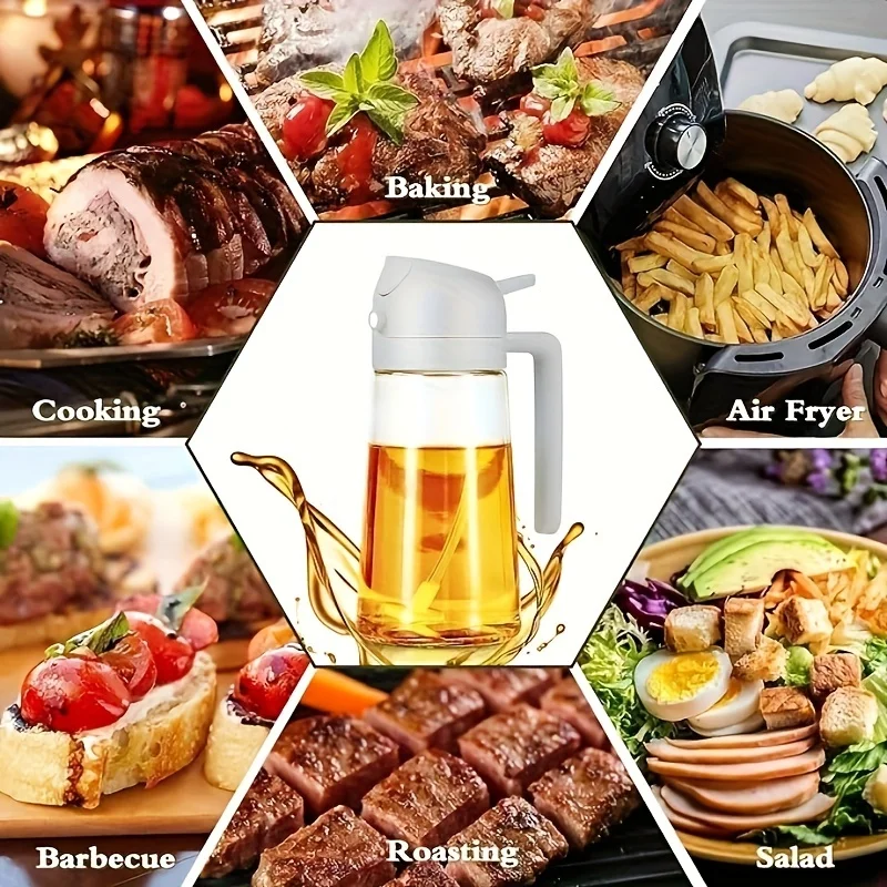 2in1 500ml Glass Oil Sprayer Oil Spray Bottle Oil Tank BBQ Kitchen Baking BBQ Picnic Kitchen Tools for Businesses 3
