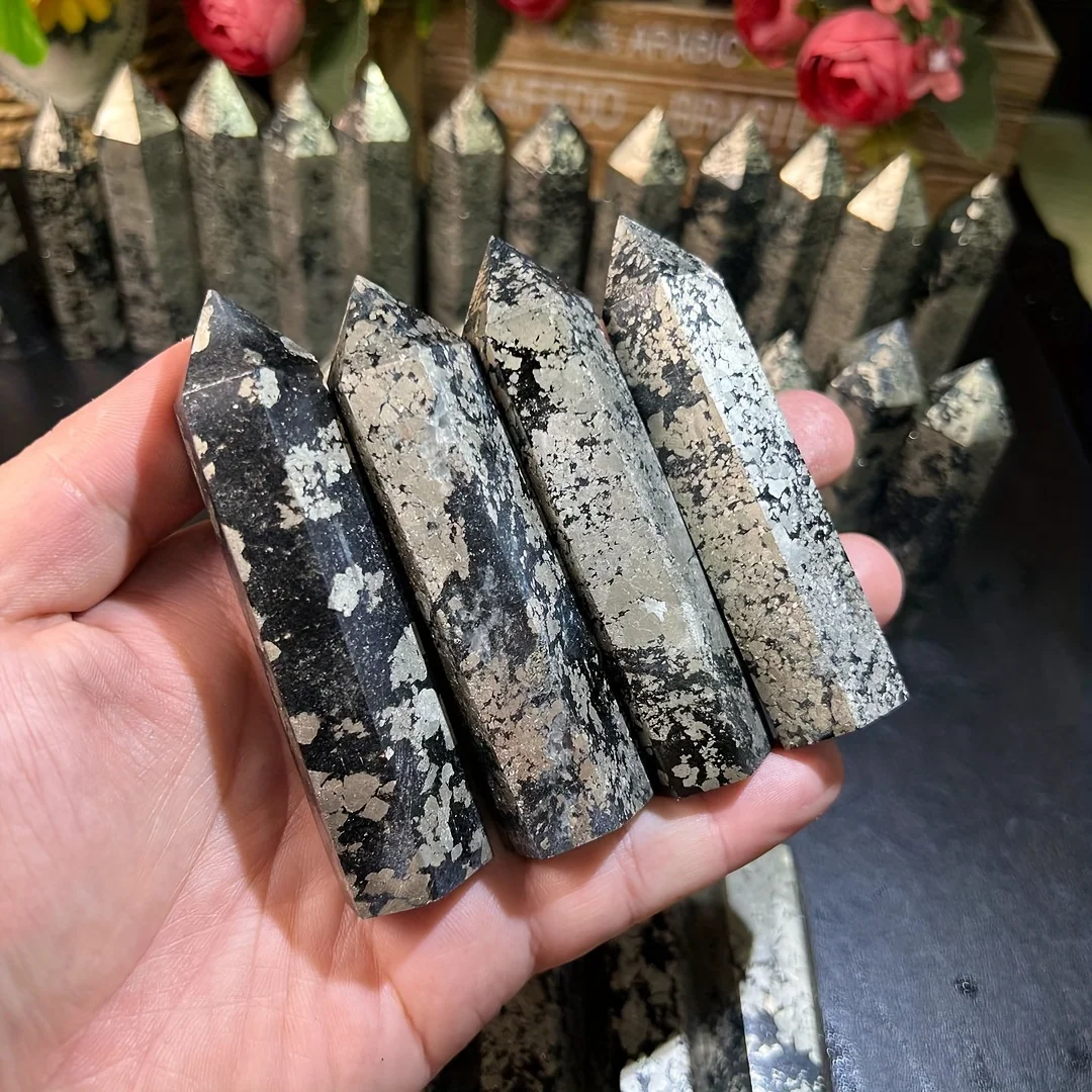 Natural Pyrite Tower, Crystal Energy Tower, Spiritual Energy Quartz Chakra Magic Column - Home Decor, Holiday Gifts 2