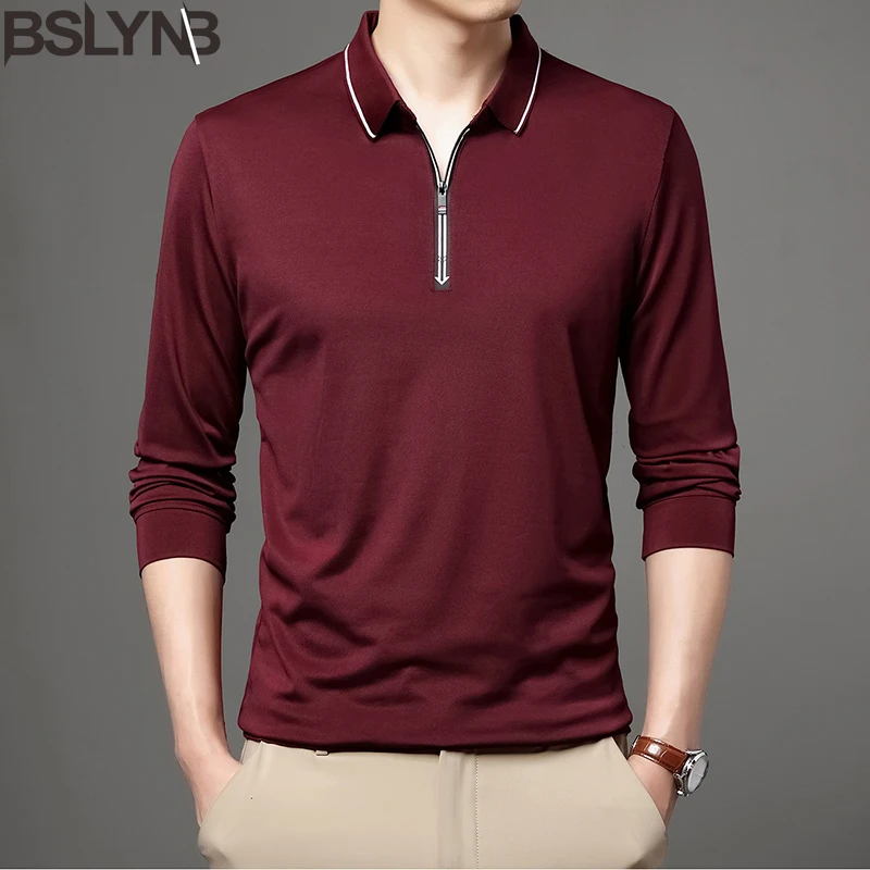 

Men's Long Sleeve Polo Shirt Lapel Zipper Casual Collar Tee Shirt