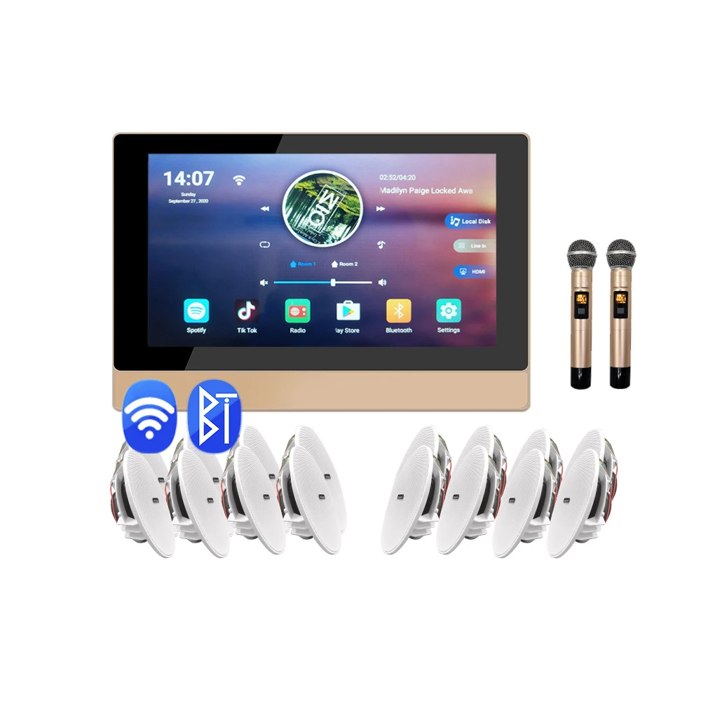 Android In Wall Amplifier Music Center Zone Audio Background Music Player Karaoke Control