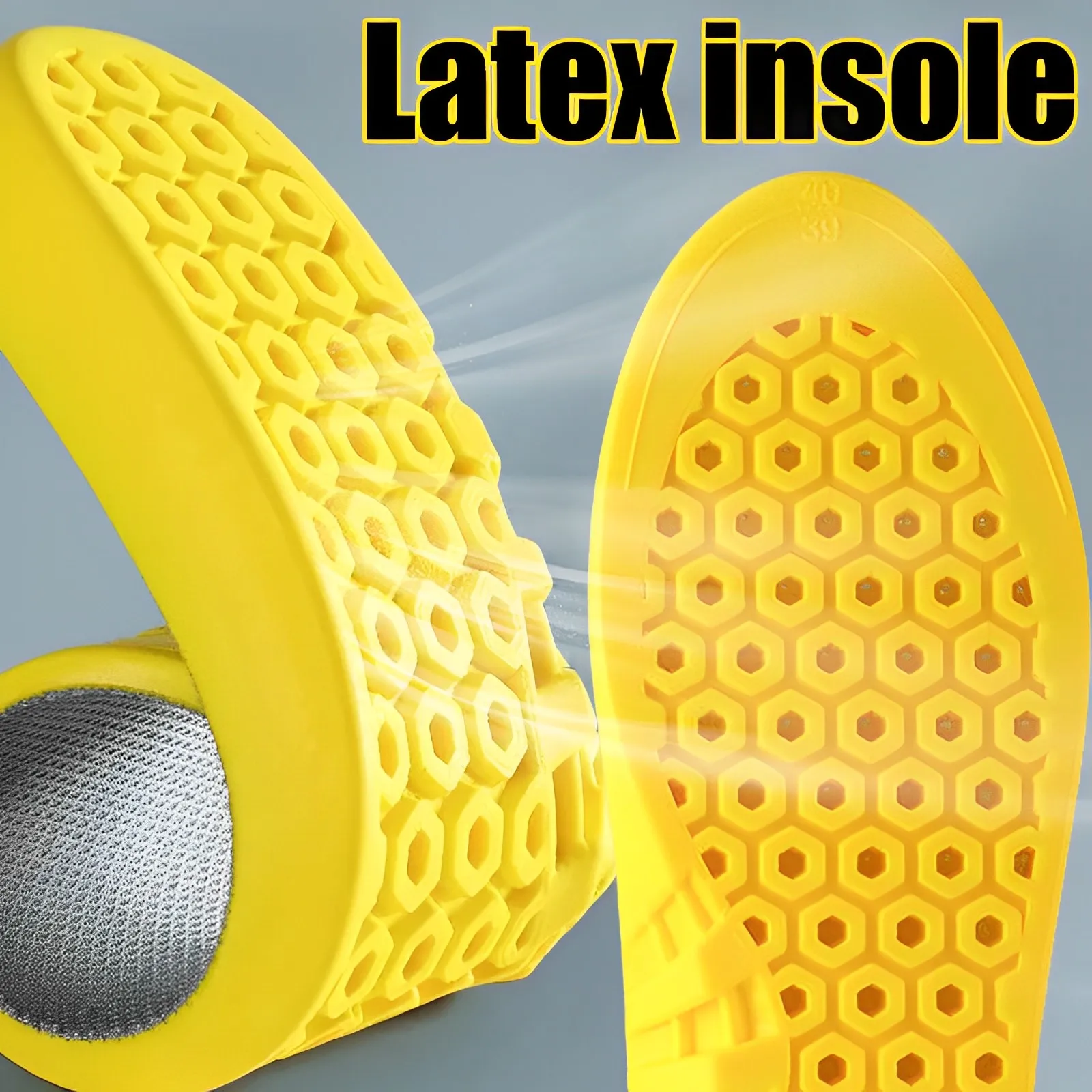 Description Picture 2 of itemLatex Sports Insole High Quality Men Women Sports Shoe Pad Shock Absorbing Elastic Insoles Gym Run Foot Orthopedic Insole Sole
