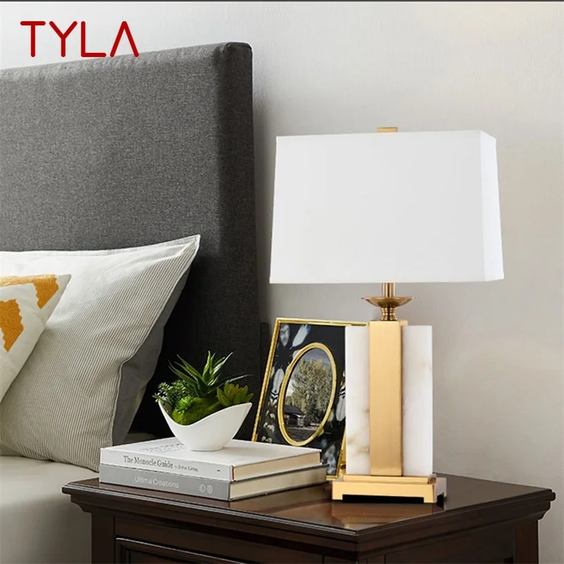 

TYLA Modern Table Lamp Dimmer 220v 110V Luxury Marble Desk Light Home LED For Foyer Living Room Office Bedroom Hotel