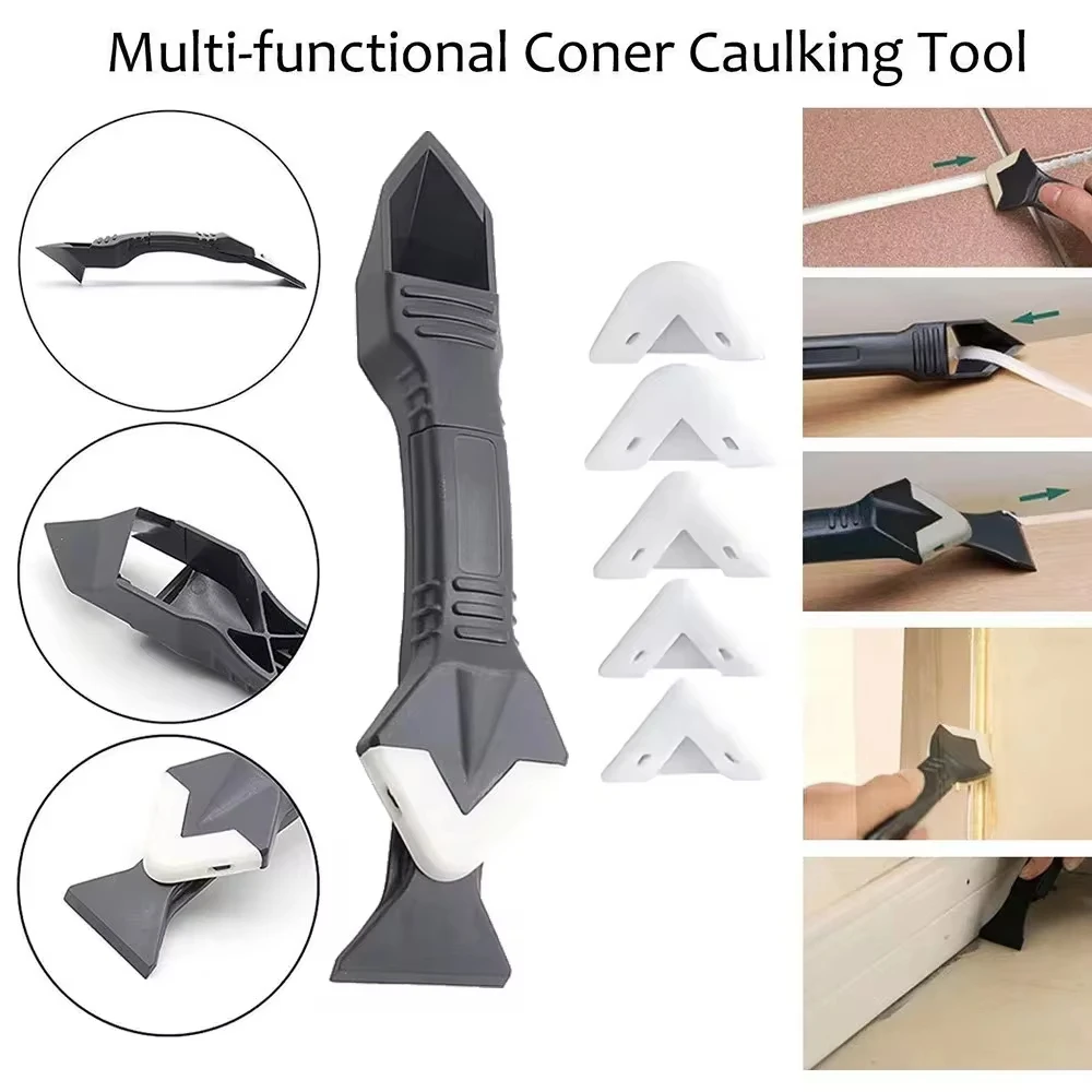 3 In 1 Plastic Scraper Sealant Smooth Remover Tool Set Caulking Finisher Smooth Grout Kit Floor Mould Removal Hand Tools Set