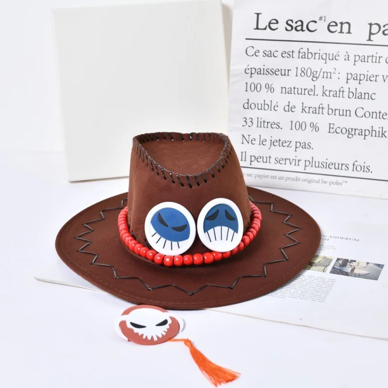 Anime Portgas D. Ace Cowboy Hat Cosplay Pirates Cap One Piece Fancy Dress  Up Costume Party Prop