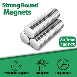 100 - Piece Set of Strong Round Magnets for Fridge, DIY Crafts, Building Projects, Science Experiments, and Educational Use (Silvery)