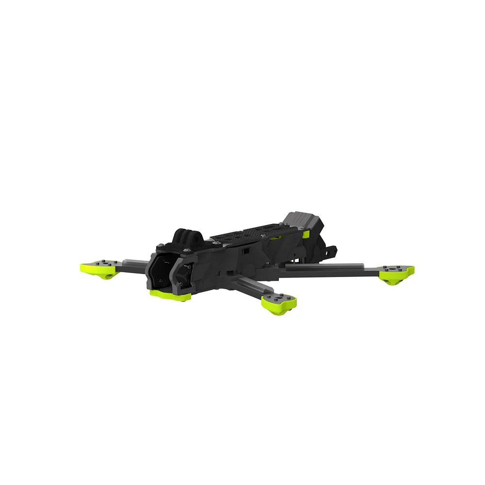 Cadre IFlight Nazgul DC5 V1.1 O4 Pro assemblé, mettant en avant sa structure robuste pour le freestyle et la course.