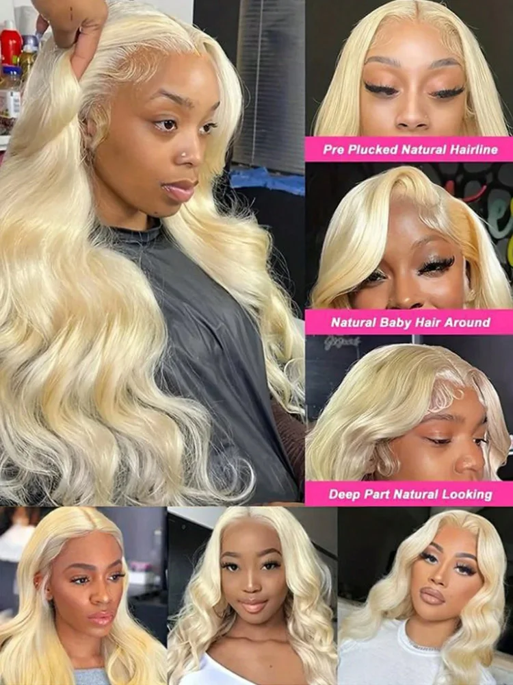 30Inch 613 13x6 Lace Front Wig Human Hair 250% Density Body Wave Blonde Wig Human Hair Pre Plucked HD Transparent Lace Front Wig