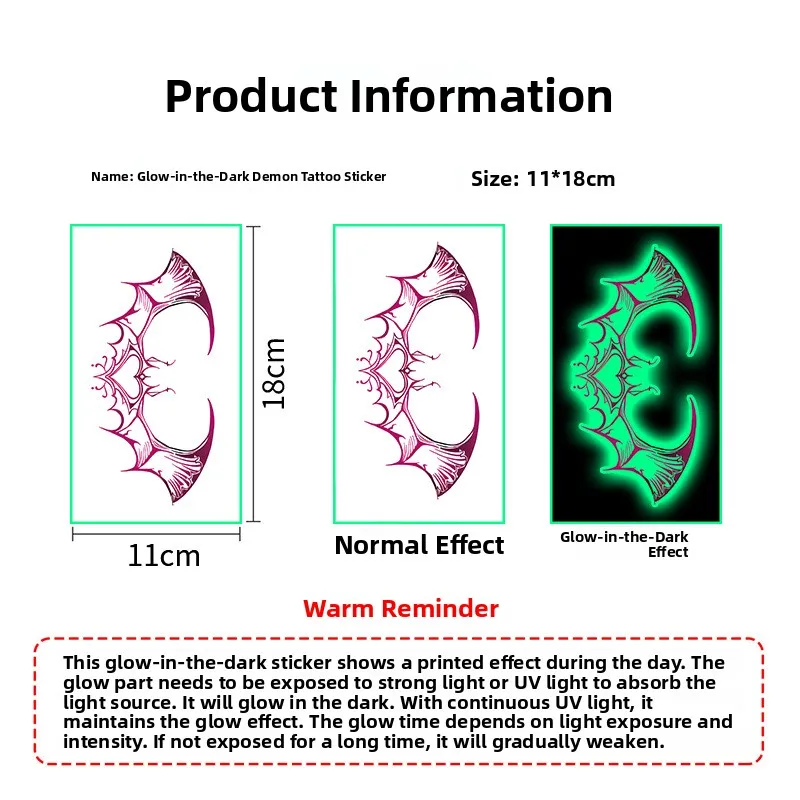 Glow-in-the-k Waterproof Tattoo Stiers for Women Long-lasting Couple's Private Parts Butt Waable Decals Home Decor