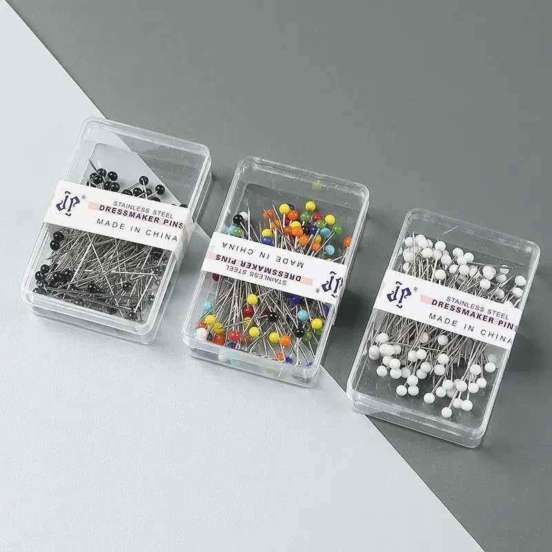 100Pcs/Box Colorful Round Glass Head Pins Stitch Straight Push Positioning Needles Sewing Accessoires for Dressmaking DIY Tools