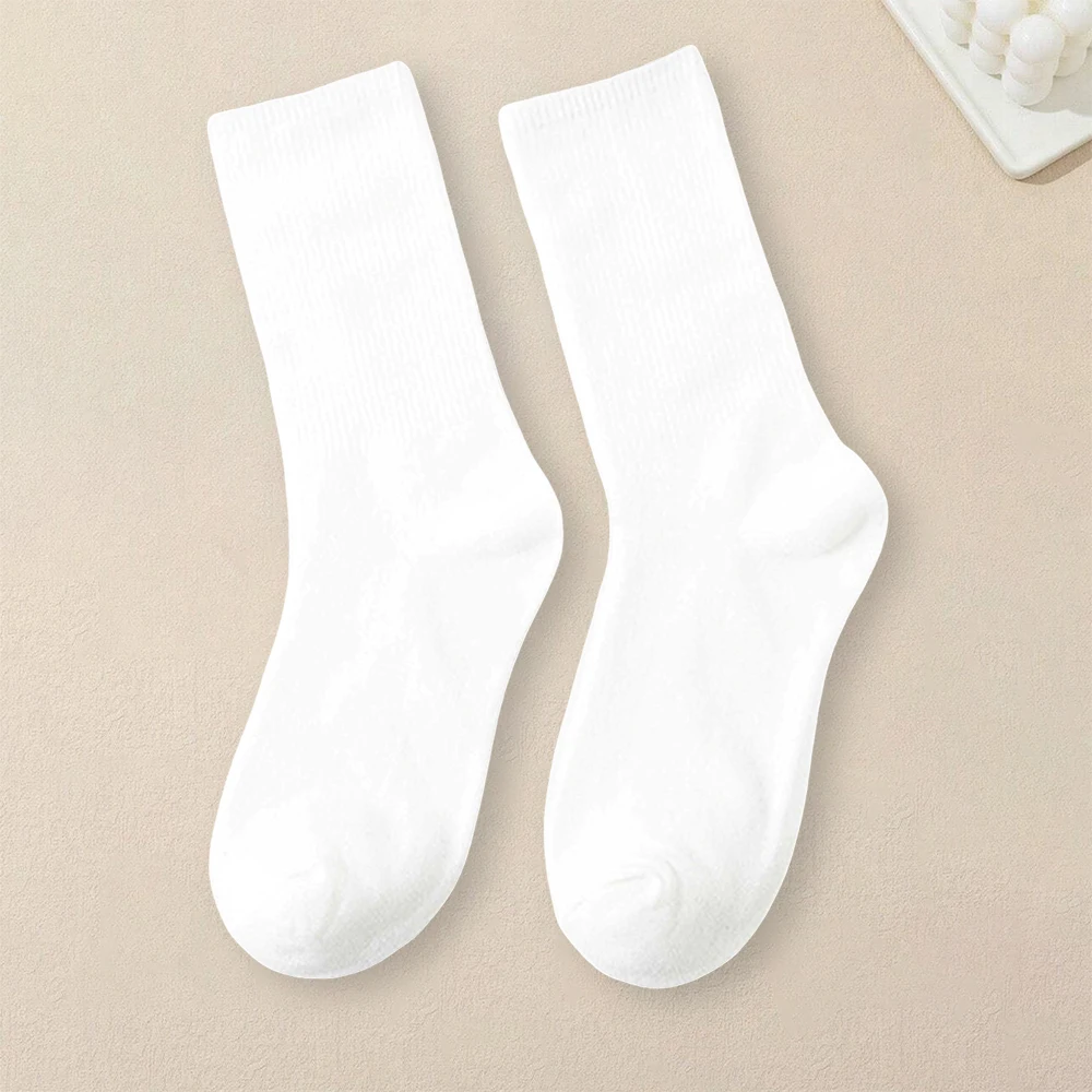 Women Solid Color Socks Simple Versatile Antibacterial Odor Resistant Breathable Comfortable 5 Pairs