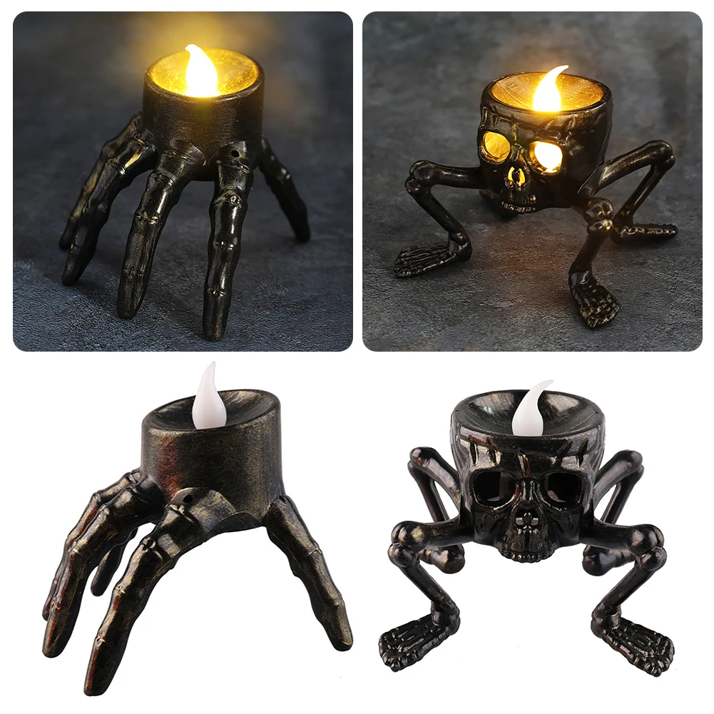 Halloween Decoration Skeleton Hand Holding Lantern Battery Operated Skeleton Foot LED Night Light For Trick-or-Treat Display