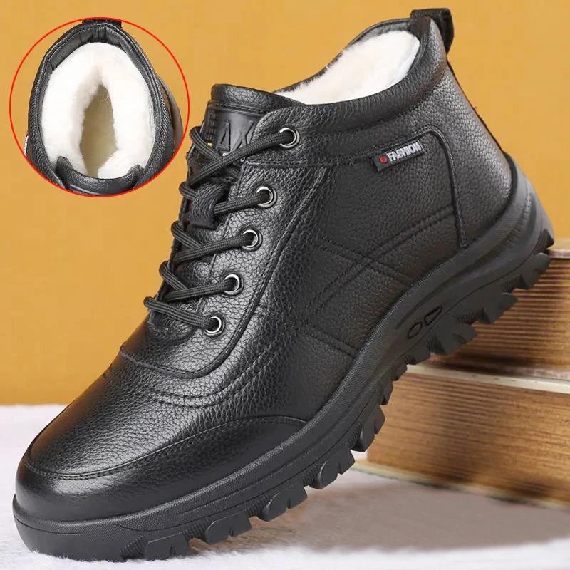 Men Winter Boots Warm Plush Men Ankle Boots Outdoor Cotton Non Slip