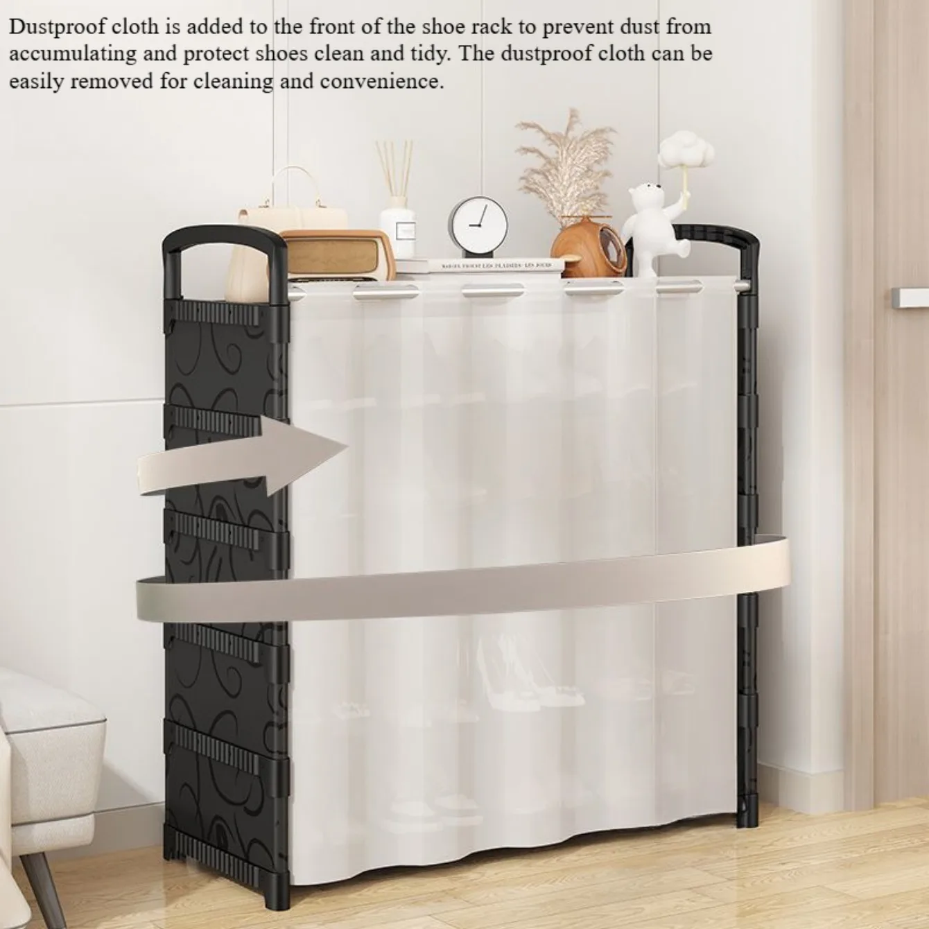 6-Tier Metal Shoe Rack Shelf Shoemaker Organizer Multi-Layer Entryway Shoe Organizer with Top Storage Shelf Space-Saving