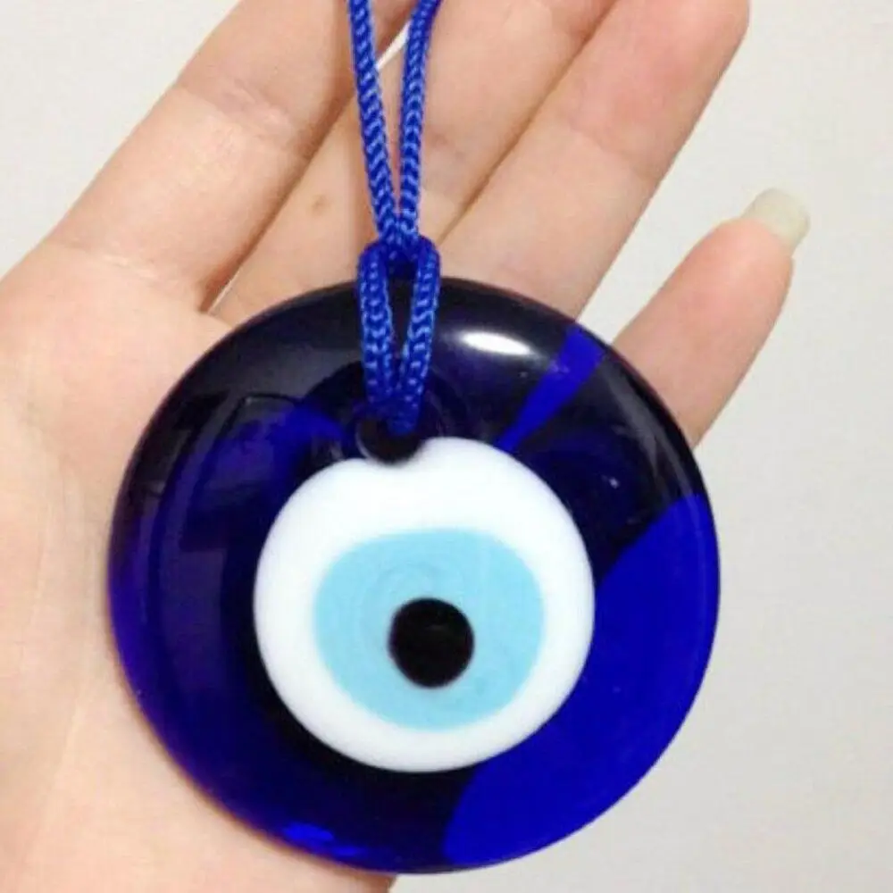 1PC Blue Lampwork Glass Turkish Evil Eye Charm Pendant Car Home Amulet Kabbalah