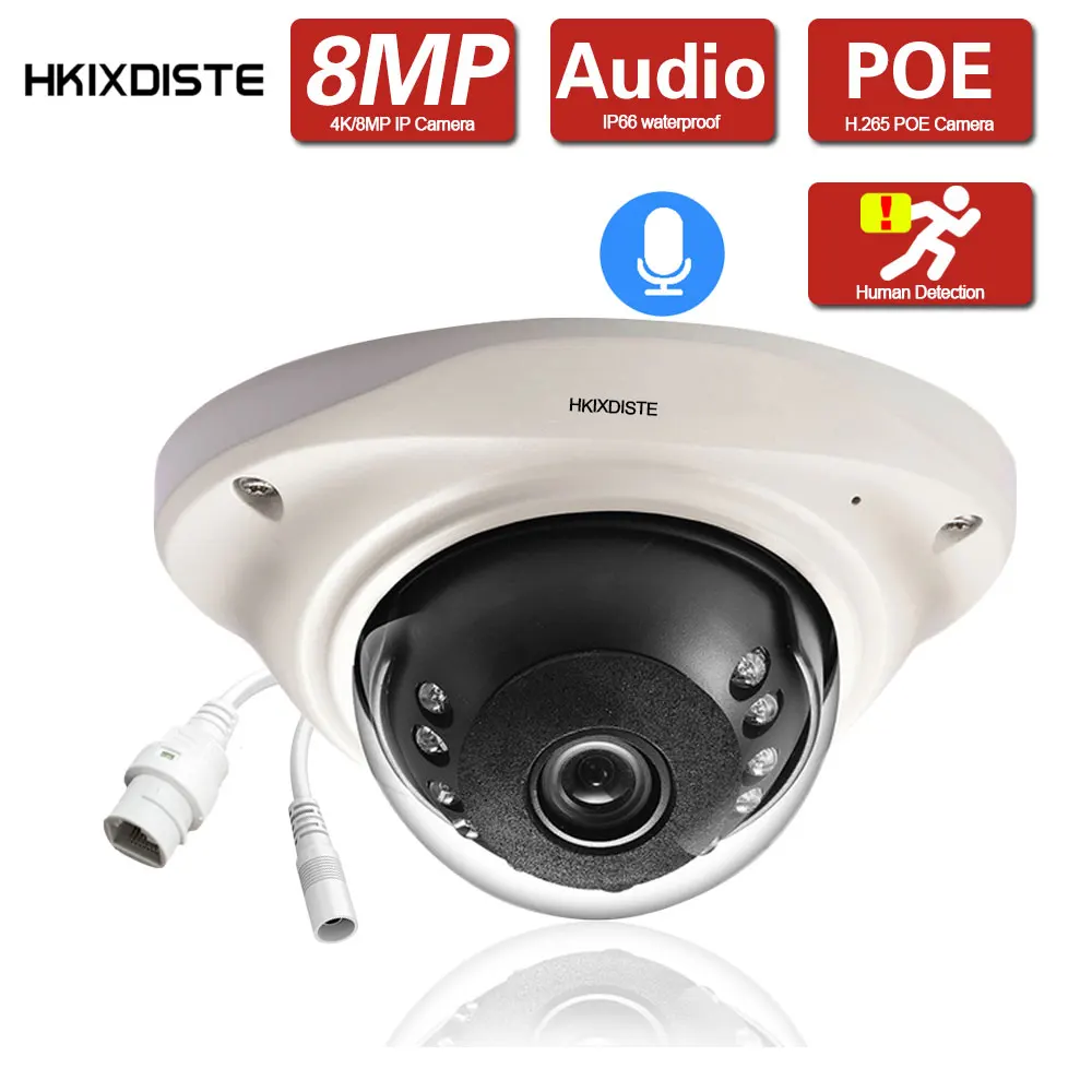 8Mp 2.8/3.6Mm Obiettivo Di Sicurezza Ir Smart Ip Camera Outdoor Metal Audio Cctv Indoor Cam Visione Notturna Sorveglianza Hd Dome Camera