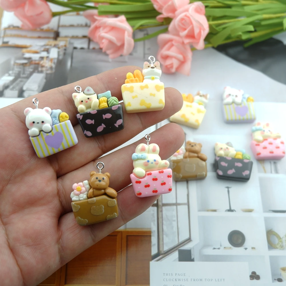 Niedliche Katze Hund Bär Charms für Schmuck machen DIY Ohrring Armband Anhänger Zubehör Ergebnisse Telefon machen Bulk Großhandel