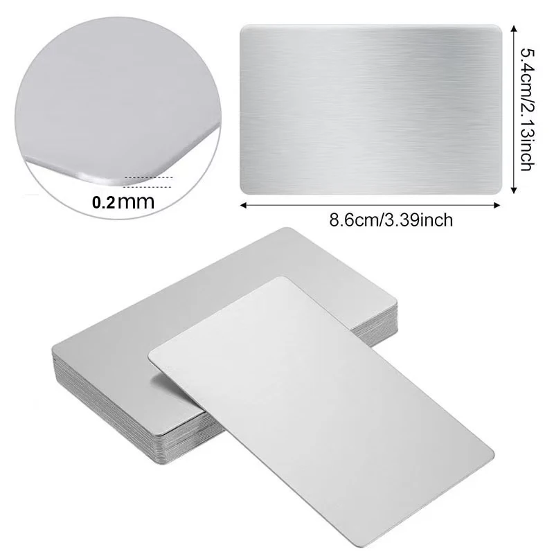 50/100 Pcs 레이저 조각 블랭크 알루미늄 시트 레이저 조각 명함 다목적 DIY 선물 카드 86x54x0.2mm