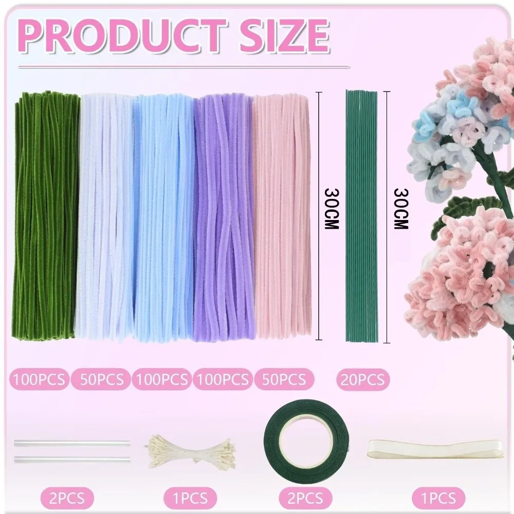400개 크리에이티브 12인치 파이프 클리너 다양한 색상 DIY 트위스트 스틱 공예품 아트 꽃 만들기 재료 셔닐 스템