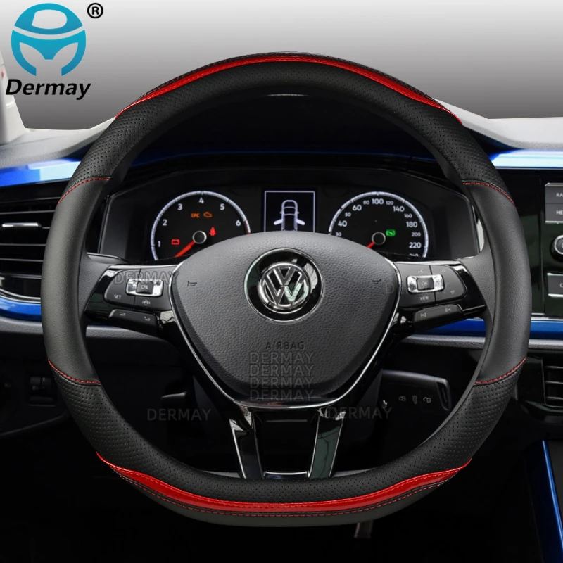 for Volkswagen VW Passat B8 DERMAY Car Steering Wheel Cover Carbon