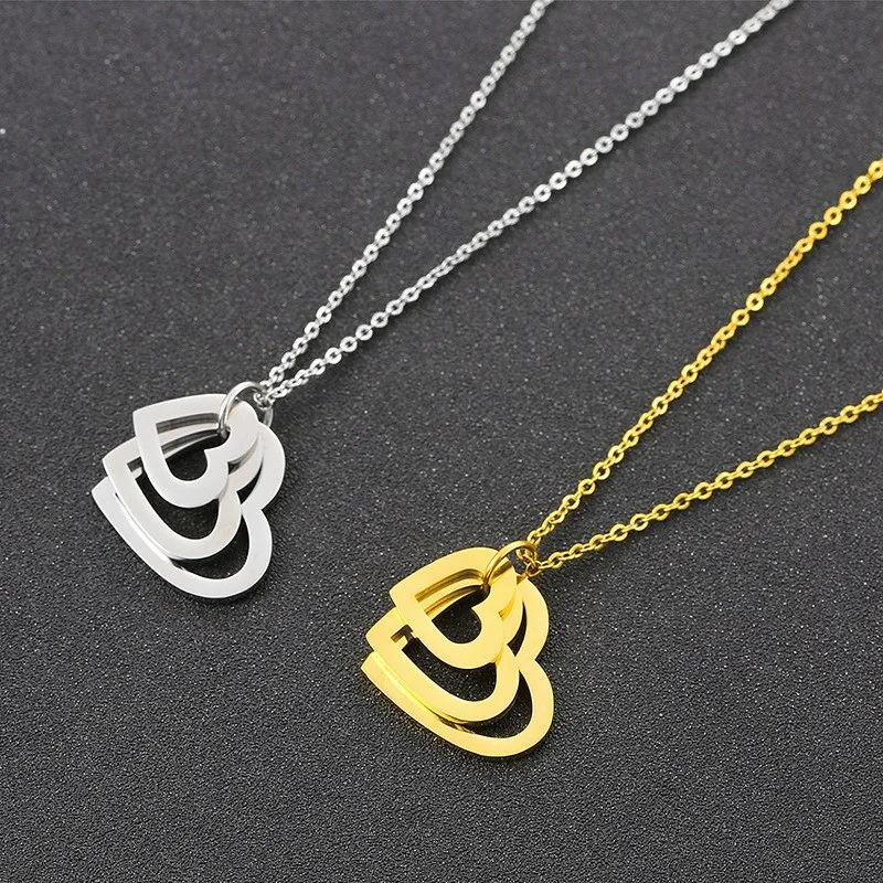 Custom Multiple Heart Necklace Personalized Stainless Steel Water Drop Necklace Customized Jewelry with Family Names Mother Gift