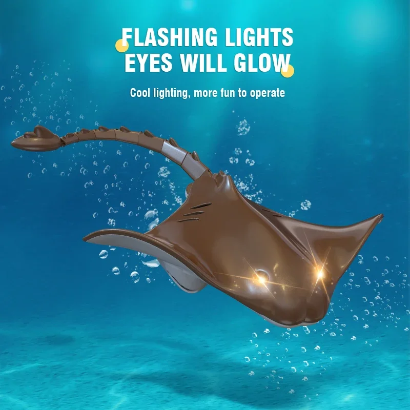 Rc Boat 2.4G Remote Control Animal Wiith Light Biomimetic Simulation Radio-Control Manta Electric Water Toys Children Gift 5