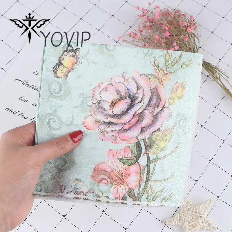 20Pcs/Pack New Printed Paper Towels Wedding Decoupage Paper Napkins For Baby Shower Birthday Decoration Kids Party Supplies