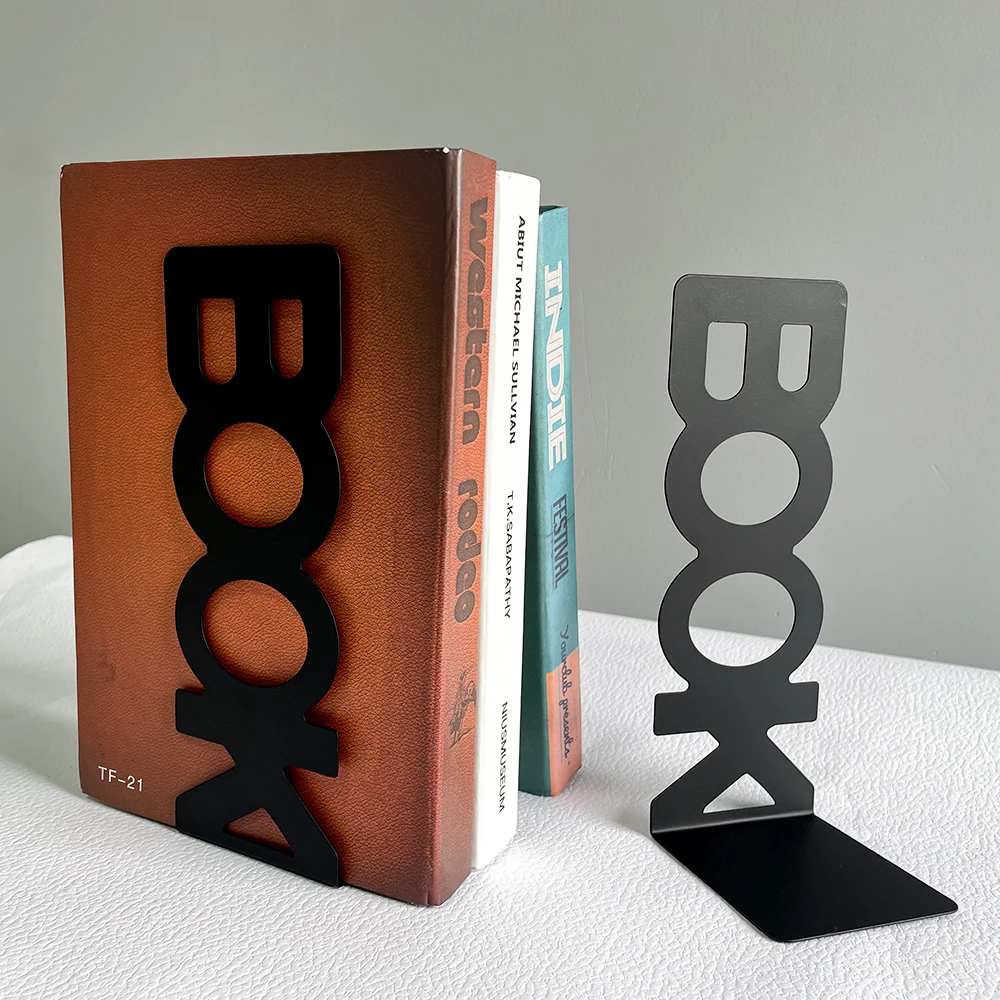 Book Word Book Rack Heavy Duty Metal Bookend Office Desktop Home Office supplies Bookshelf for Lovers Ends 2Pcs book organizer book holder book stand book terminal