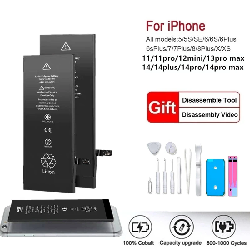 Batteria Del Telefono Ad Alta Capacità Nuova Di Zecca Per Batterie Di Ricambio Apple 5 S Se 6 7 8 Plus 10 11 X Xr Xs Max Per Iphone 6S