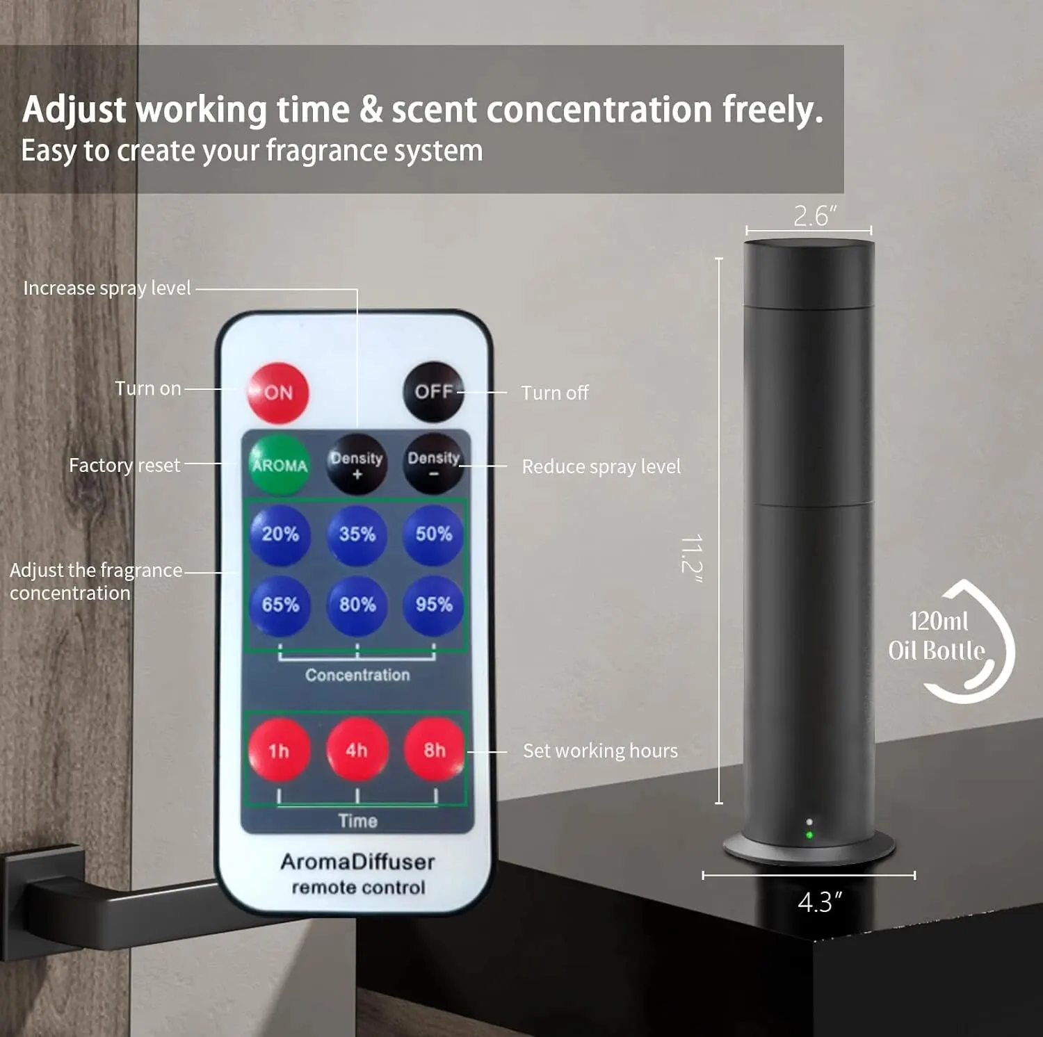 Essential Oil Scent Diffuser Bluetooth App Controlled Fragrance Diffuser 120ml Aluminum Smart Scent Diffuser For Home