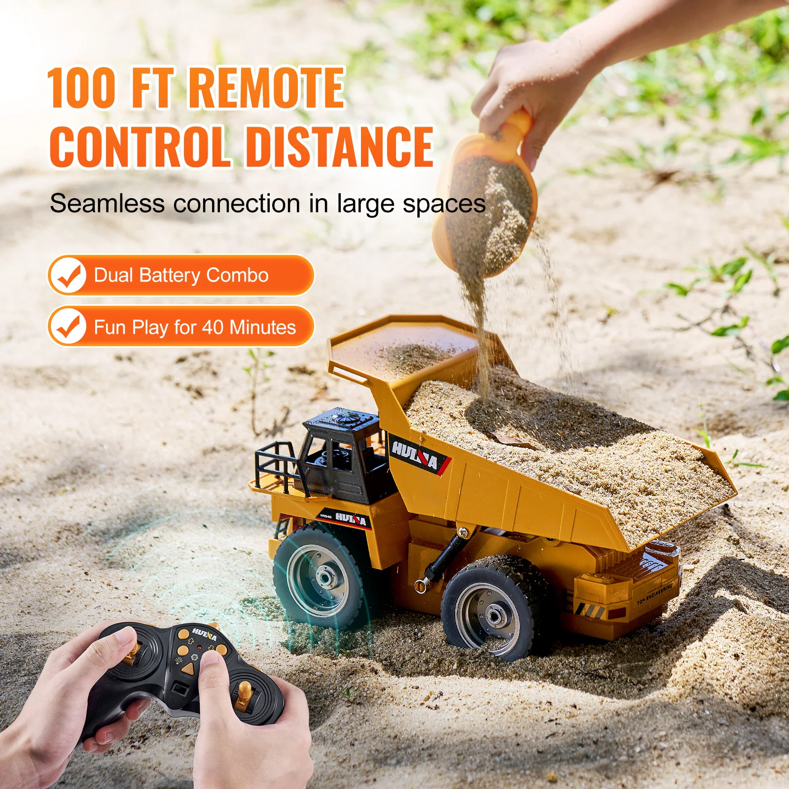 VEVOR RC Car Children Toys Remote Control Dump Truck Toys 9-Channel with Batteries for Toddlers Boys Electric Car Kids Toys Gift 5