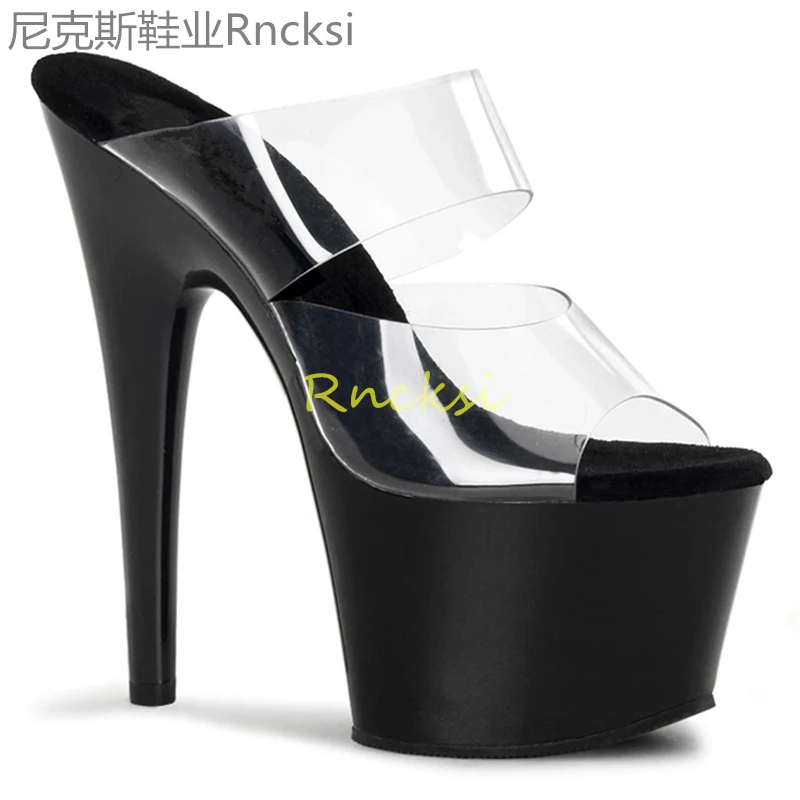 

17cm Summer women's shoes with high sandals and slippers, fishmouth stiletto heels, toe leakage for women to wear.