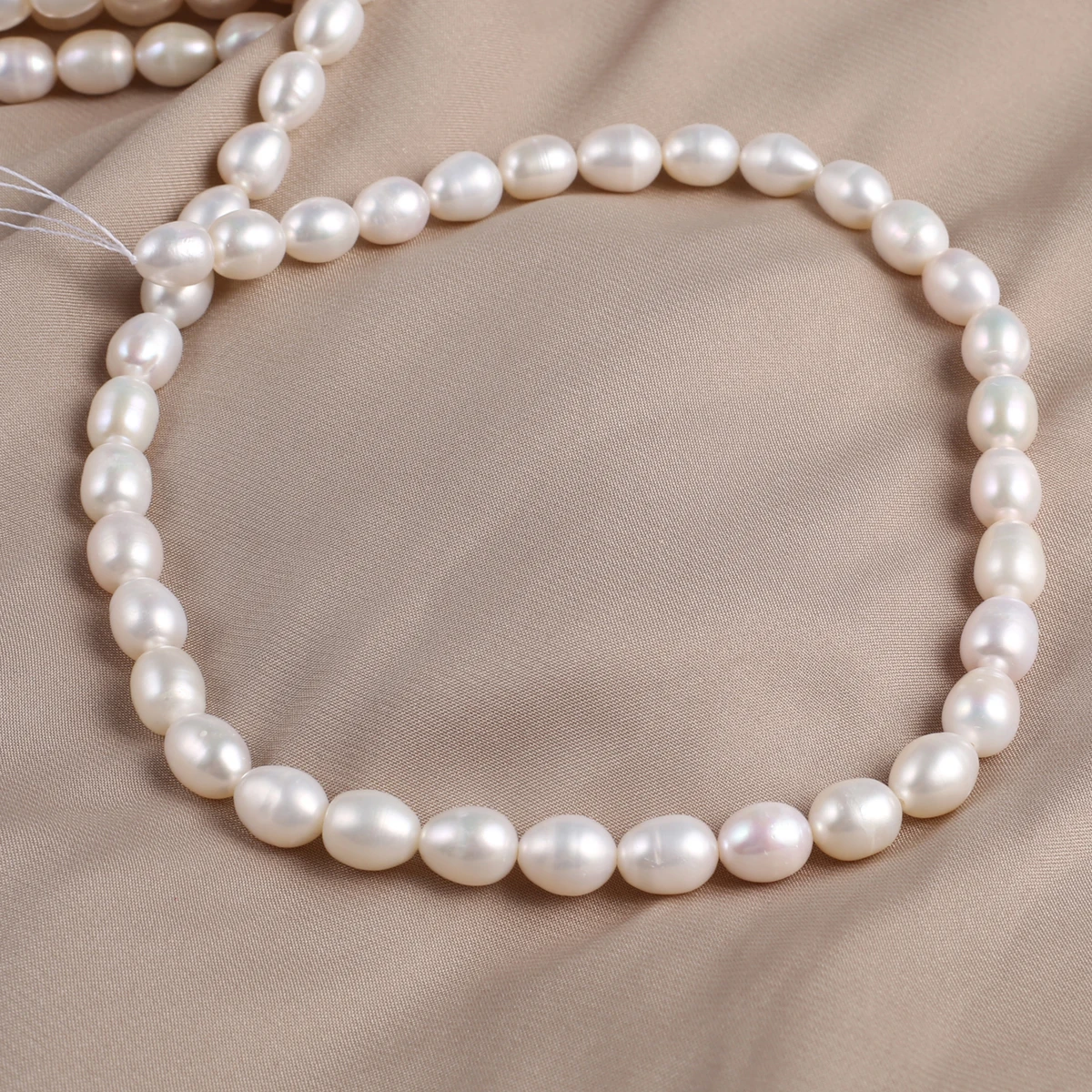 Natürliche Süßwasserperlen 8-9mm Hochzeit Braut Schmuck DIY Reisförmige Perlenkette Armband Exquisite Accessoires 36cm