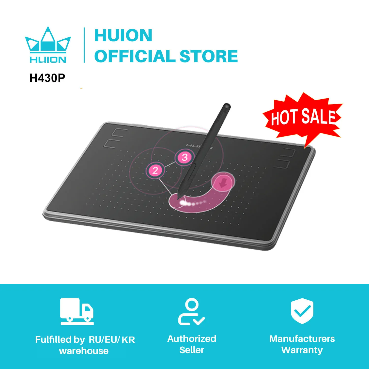 HUION H430P Digital Tablets Signature Graphics Drawing Pen Tablet OSU Game Tablet  con penna senza batteria non incluso guanto - AliExpress