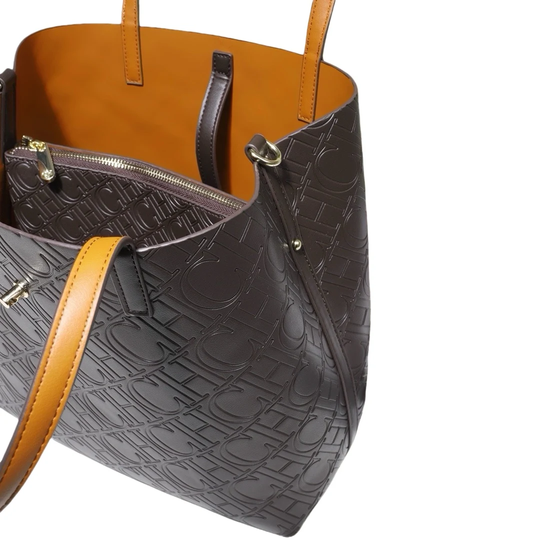 CH خمر لون نقي السيدات دلو حقيبة كلاسيكية فاخرة خط...