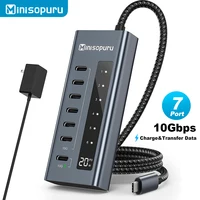 Minisopuru Powered USB C Hub 7 in 1 Type C 3.2 Hub Supports 10Gbps Data Fast Charging Adapter for MacBook Pro Air iMac iPad Hub 1