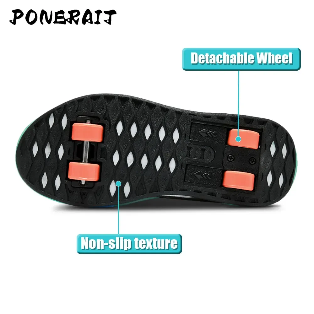 Unisex Button Extension 4 Wheel Roller Skates Shoes New Sneakers With Wheels For Boy Girls Skating Skates Shoes With Wheels