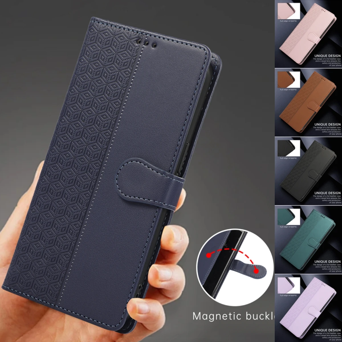 Leather Flip Stand Wallet Phone Case with Card Slots