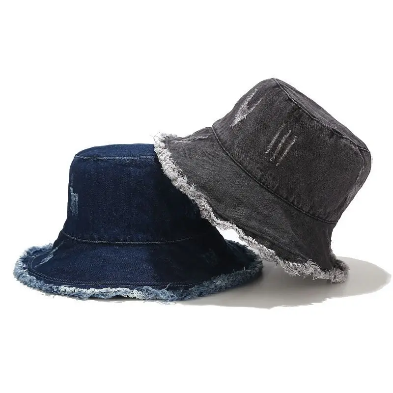 

Women's Japanese Wash Vintage Ripped Cowboy Hat Women's Fashion Street Furred Fisherman Hat Spring Summer Outdoor Visor Hat